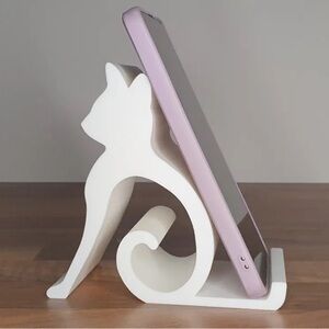 3D Printed Cat Phone Black or White Stand.